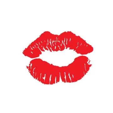Print of lips kiss vector background Stock Illustration