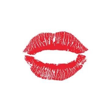 Print of lips kiss vector background Stock Illustration