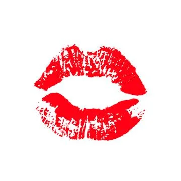 Print of lips kiss vector background Stock Illustration