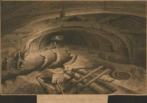 Print made by Ebenezer Challis, active 1837-1859-, View between the Roofs of .. Stock Photos