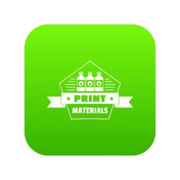 Print materials icon green vector 库存插图