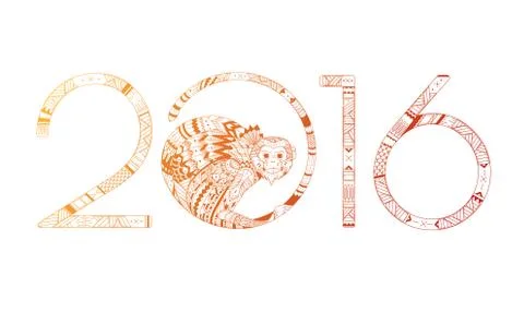 Print for monkey  2016 Stock Illustration