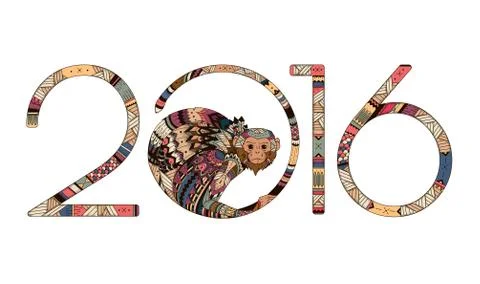Print for monkey  2016 Stock Illustration