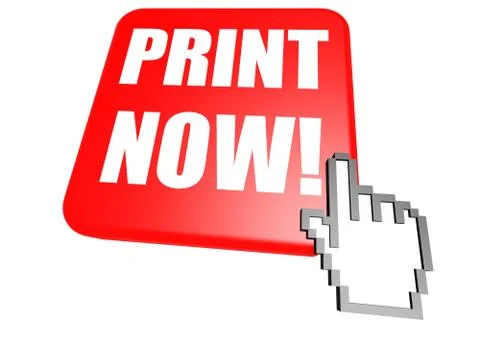 Print now button with cursor Stock Illustration
