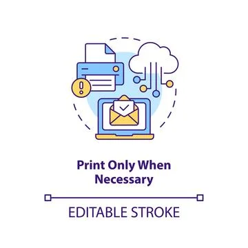 Print only when necessary concept icon Illustrazione stock