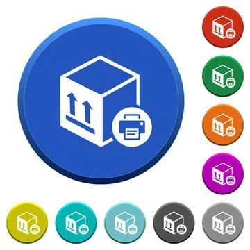 Print package information beveled buttons Stock Illustration