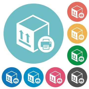 Print package information flat round icons Stock Illustration