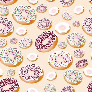 Print, Pattern of vector sweet donuts Stock Illustration