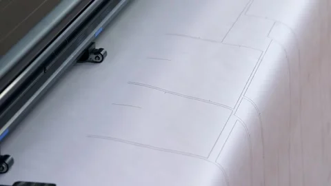 Print patterns for sewing on paper using a large printer. Stock Footage 249869192