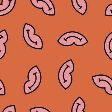 Print of Pink Lips Seamless Pattern. Stock Illustration