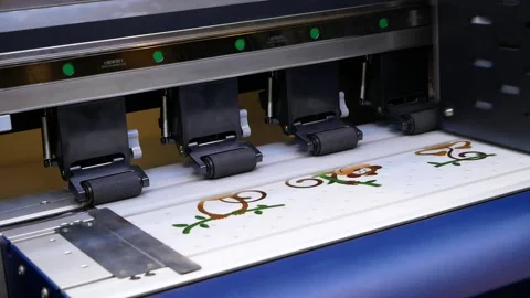 The print plotter prints the spectrum of colors on a large area. Stock Footage 190408760