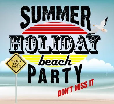 Print poster or flyer with beach background or illustration Stock Illustration