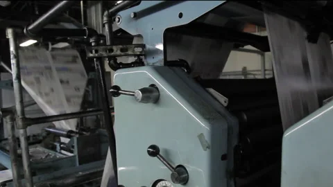 Print Press Machine Part, Newspaper Printing on Roll. Stock Footage 134458254
