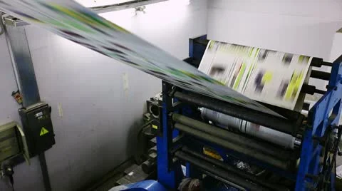Print press typoghraphy machine in work Stock Footage 10763961