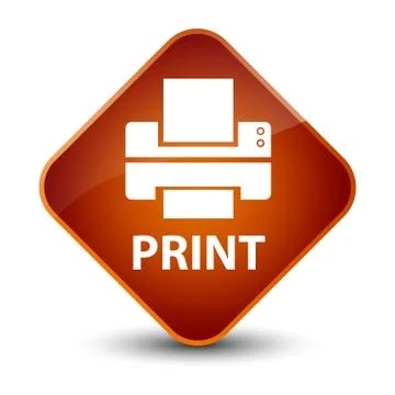 Print (printer icon) elegant brown diamond button Stock Illustration