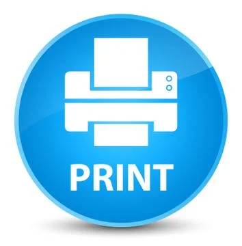 Print (printer icon) elegant cyan blue round button Stock Illustration