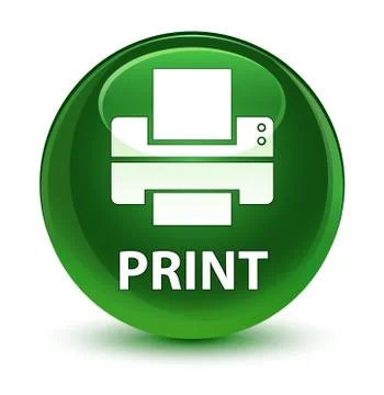 Print (printer icon) glassy soft green round button Stock Illustration