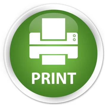 Print (printer icon) premium soft green round button Stock Illustration