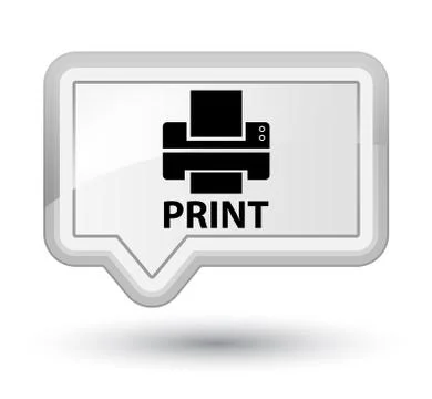 Print (printer icon) prime white banner button Stock Illustration