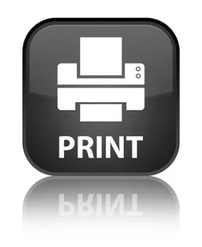 Print (printer icon) special black square button Stock Illustration