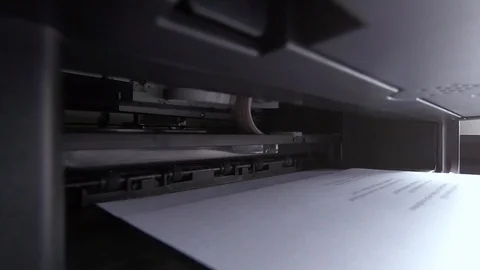 Print printer, paper exit printer Stock Footage