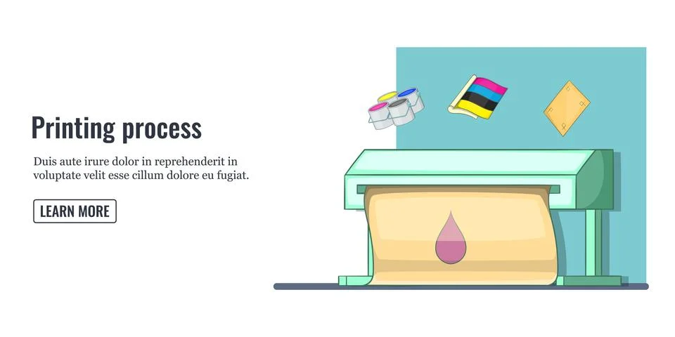 Print process banner horizontal man, cartoon style 스톡 일러스트