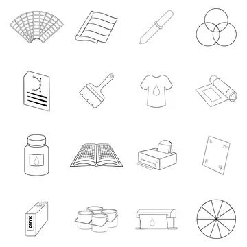 Print process icon set outline イラスト素材