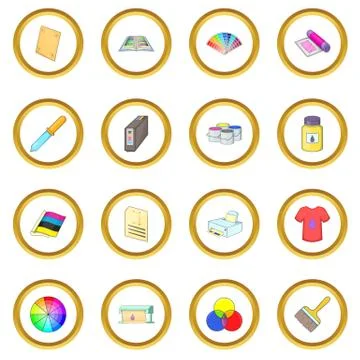 Print process icons circle Illustrazione stock