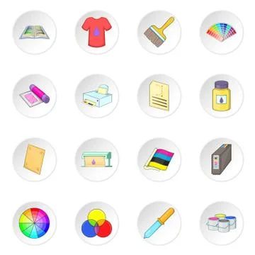 Print process icons set Illustrazione stock