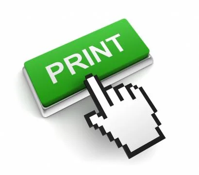 Print push button concept  3d illustration 库存插图