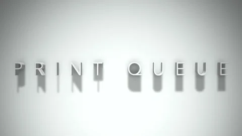 Print queue 3D title animation with shadows on a white background Stock Footage 296976976