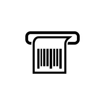 Print Receipt, Barcode Chek Flat Vector Icon Stock Illustration