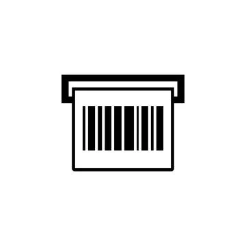 Print Receipt, Barcode Chek Flat Vector Icon Stock Illustration