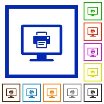 Print screen flat framed icons Stock Illustration