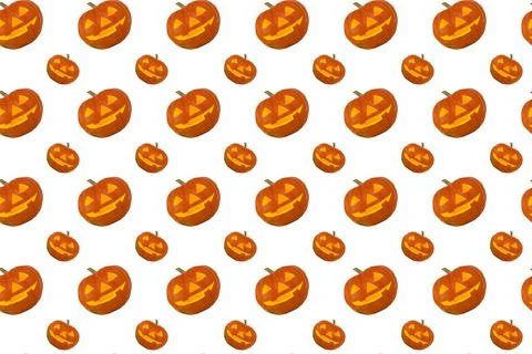 Print, seamless pattern, pattern of glowing festive pumpkins in Halloween sty Foto stock