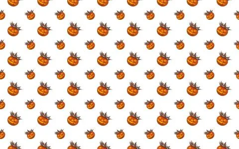 Print, seamless pattern, pattern of glowing festive pumpkins in Halloween sty Foto stock