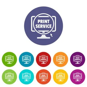 Print service icons set vector color Stockillustratie