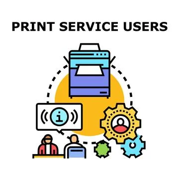 Print service users processing digital information document イラスト素材
