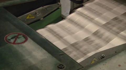 Print Shop. Printed Sheets of Papers Moving Quickly on Conveyer That Covered up Stockbeeldmateriaal 67863506