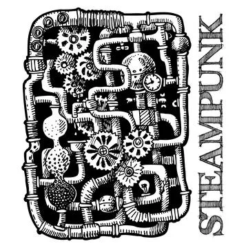 Print on steampunk Stock Illustration