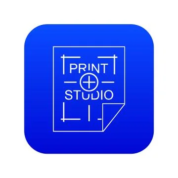 Print studio icon blue vector Ilustración de archivo