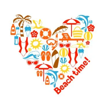 Print with summer and beach objects. イラスト素材