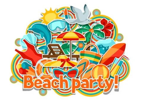Print with summer and beach objects. イラスト素材