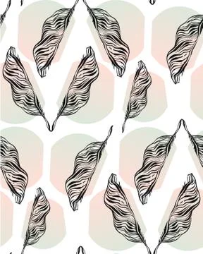 Print summer seamless vector pattern with tropic banana palm tree. Exotic pink Stock Illustration