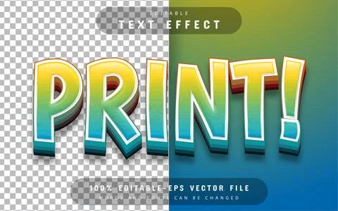 Print text effect editable Stock Illustration
