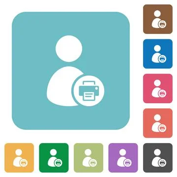 Print user account rounded square flat icons Stock Illustration