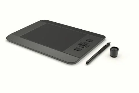 Print vector illustration black drawing tablet isolate Stock Illustration