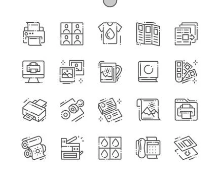 Print Well-crafted Pixel Perfect Vector Thin Line Icons 30 2x Grid for Web Stock Illustration