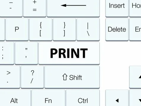 Print white keyboard button Stock Illustration