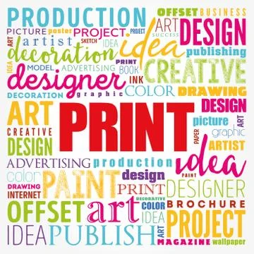 PRINT word cloud, creative business concept background Stock Illustration